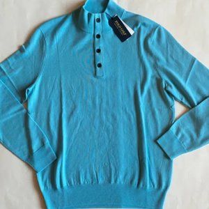 Polo Ralph Lauren Golf Merino Wool Button Mock Neck Knit Pullover Sweater